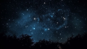 Milky Way galaxy illuminates the night sky in deep space generated by artificial intelligence